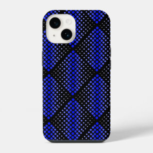 Coque Pour iPhone 14 Motif de trame bleue 01 Fond noir