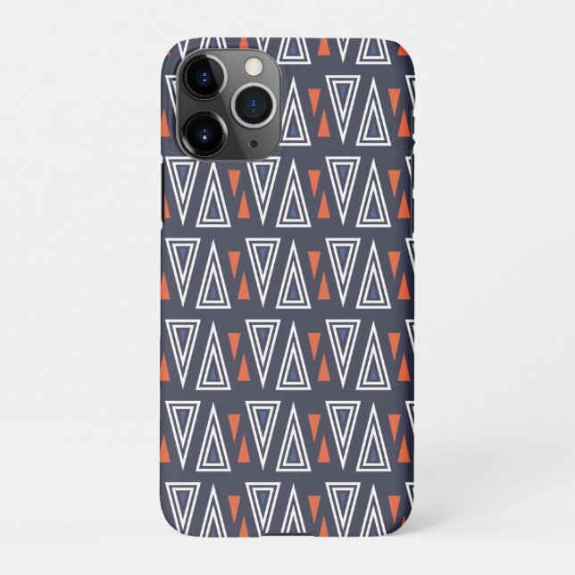 Coque iPhone Motif de triangles géométriques bleu foncé et roug (Dos)