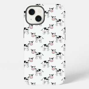 Etui iPhone 13 Motif de vache noir et blanc.