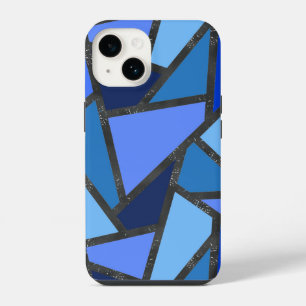 Coque Pour iPhone 14 Motif de vitrail aux nuances de bleu