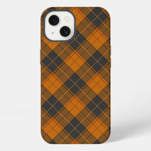 Etui iPhone 13 Motif diagonal tartan simple en orange foncé