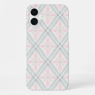 Coque iPhone 16 Plus Motif diamant pastel vert et rose