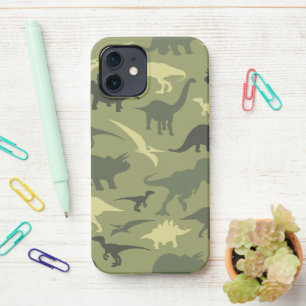 Coque iPhone 12 Motif Dinosaure, Silhouette Dinosaure, Dino Vert