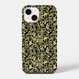 Coque Pour iPhone 14 Motif doré sur fond noir