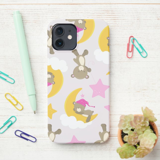 Coque iPhone Motif D'Ours, Nounours, Mignons Ours, Étoiles (Sur le bureau)
