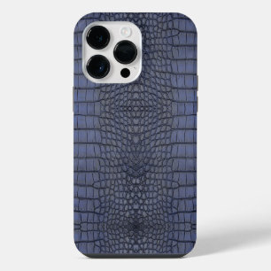 Coque Pour Pour iPhone 14 Pro Max Motif en cuir d'alligator faux imprimé bleu
