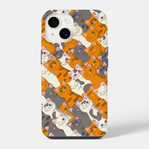 Coque Pour iPhone 14 Motif en diagonale du chat noir blanc gingembre