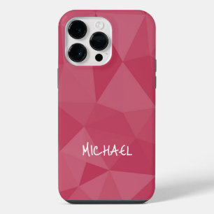 Coque Pour Pour iPhone 14 Pro Max Motif en maille géométrique rose clair Nom personn