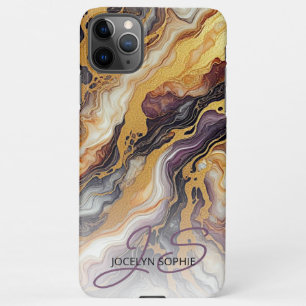 Coque iPhone 11Pro Max Motif en marbre blanc gris-noir personnalisé
