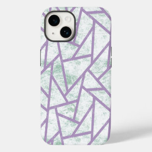 Coque Pour iPhone 14 Motif en mosaïque vert clair et lavande