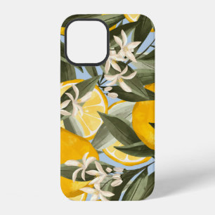 Coque iPhone 12 Motif exquis avec des fruits de bergamote jaunes,