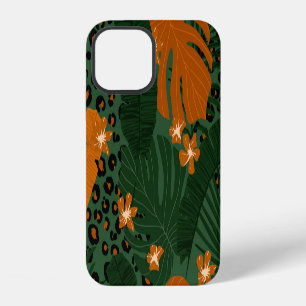 Coque iPhone 12 Motif Feuille exotique léopard tropique