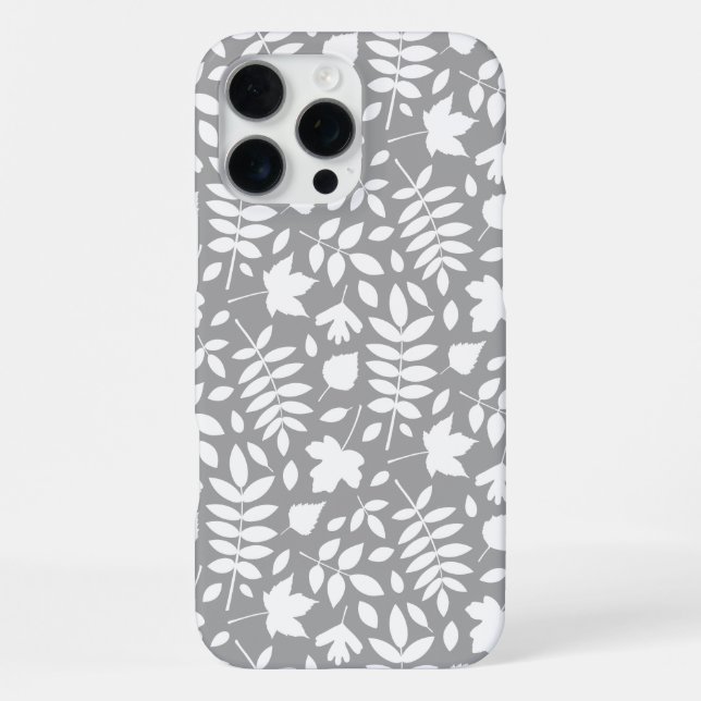 Coque iPhone Motif Feuille tombé blanc sur gris (Verso)