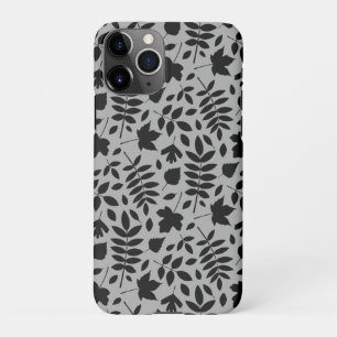 Coque iPhone 11Pro Motif Feuille tombé noir sur gris
