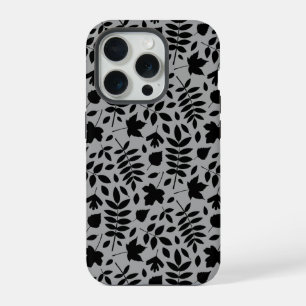 Motif Feuille tombé noir sur gris