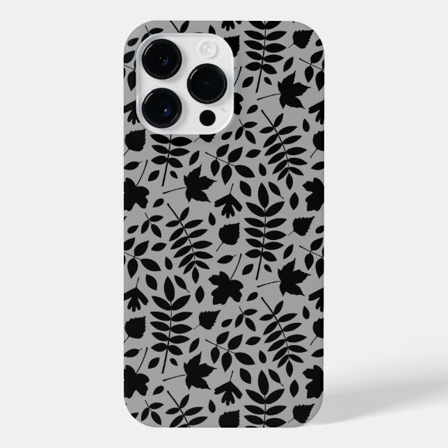 Coque iPhone Motif Feuille tombé noir sur gris (Verso)