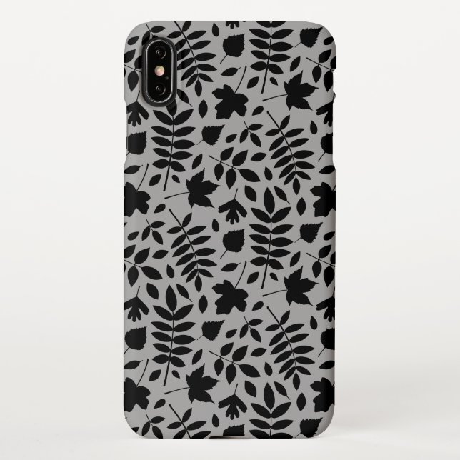 Coque iPhone Motif Feuille tombé noir sur gris (Dos)