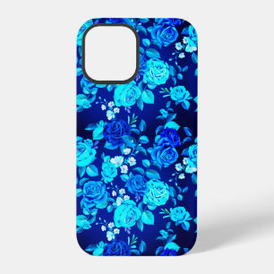 Coque iPhone 12 Pro Motif Fleurs Rose Bleue Classique-87600