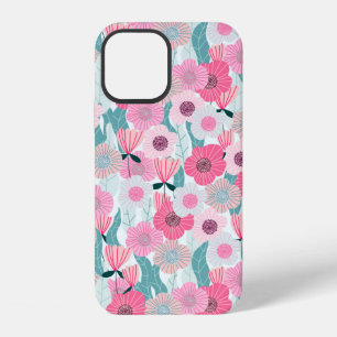 Coque iPhone 12 Motif floral abstrait pastel. Belle fleur rose