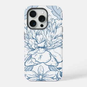 Motif floral bleu gris