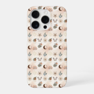 Coque iPhone 16 Pro Motif floral céleste Boho