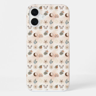 Coque iPhone 16 Plus Motif floral céleste boho