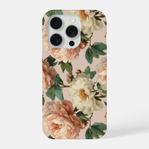Motif floral crème de pivoine rose vintage
