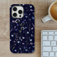 Motif floral de fleurs sauvages jolies bleu violet