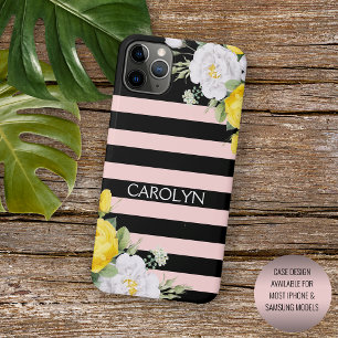 Coque iPhone 16 Pro Max Motif floral de roses blanches jaunes Shabby Chic