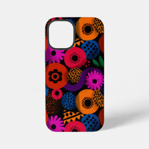 Coque iPhone 12 Mini Motif floral et géométrique abstrait vibrant