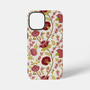Coque iPhone 12 Mini Motif floral jacobéen grandes fleurs rouges roses