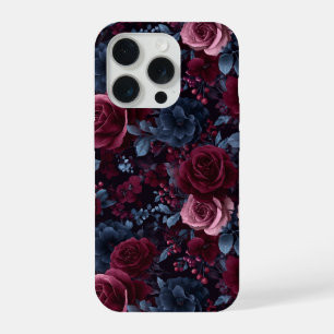 Motif floral marine rose burgundy élégant