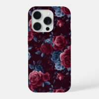 Motif floral marine rose burgundy élégant