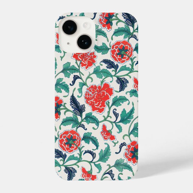 Coque iPhone Motif floral rouge et vert (Verso)