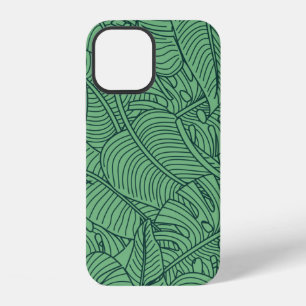 Coque iPhone 12 Motif floral sans couture avec des feuilles. fond