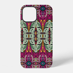 Coque iPhone 12 Motif floral tribal ethnique géométrique Doodle