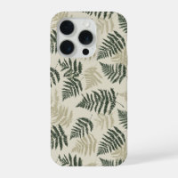 Motif floral vert botanique beige de fougère
