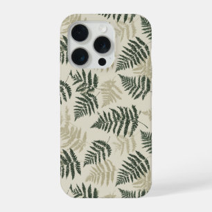 Motif floral vert botanique beige de fougère