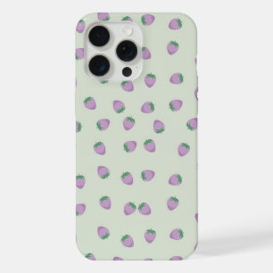 Motif Fraise Violette sur Fond Vert