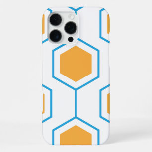 Coque iPhone 16 Pro Max Motif géométrique abstrait Hexagon en bleu orange