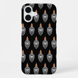 Coque iPhone 16 Plus Motif géométrique d'oiseau huppe fasciée sur fond 