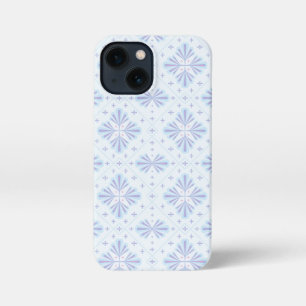 Etui iPhone 13 Mini Motif géométrique floral bleu pastel répétitif 