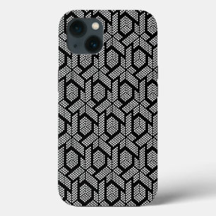 Etui iPhone 13 Motif géométrique pointillé noir et blanc Coque-ma