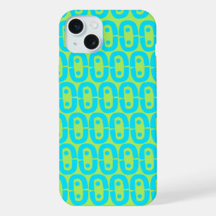 Motif géométrique turquoise et vert citron