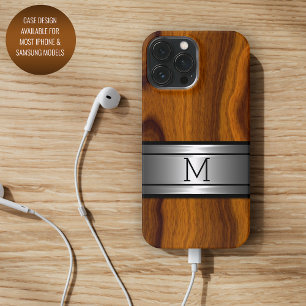 Coque iPhone 16 Pro Max Motif grain de bois moderne tendance en métal pers