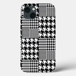 Etui iPhone 13 Motif Houndstooth noir et blanc