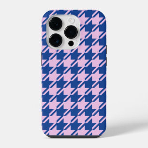 Coque Pour iPhone 14 Plus Motif Houndstooth Rose+Bleu