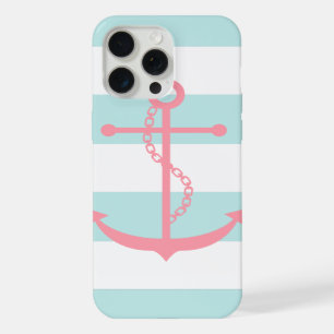 Motif larges rayures blanches menthe rose Ancre