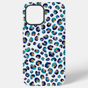 Coque iPhone 12 Pro Max Motif Léopard Pailleté Or Bleu