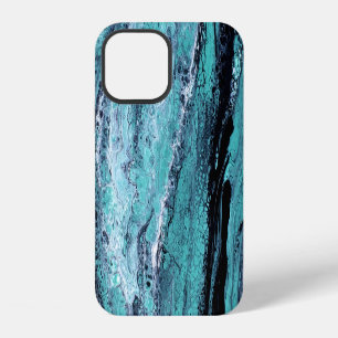 Coque iPhone 12 Motif Marbré Bleu & Turquoise